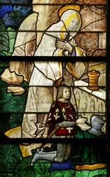 Vidriera que representa a Santa María Magdalena y el donante Jean le Picart de Radeval